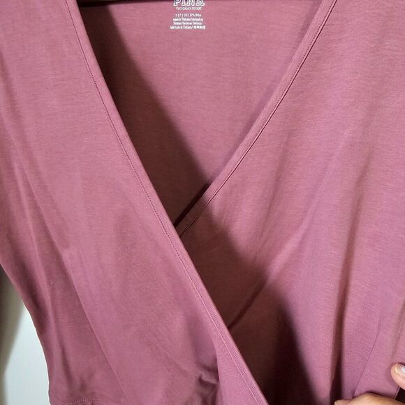 EUC LIKE NEW PINK VICTORIA'S SECRET MAEVE SURPLICE SEMI CROP LONGSLEEVES TOP S - Picture 4 of 16